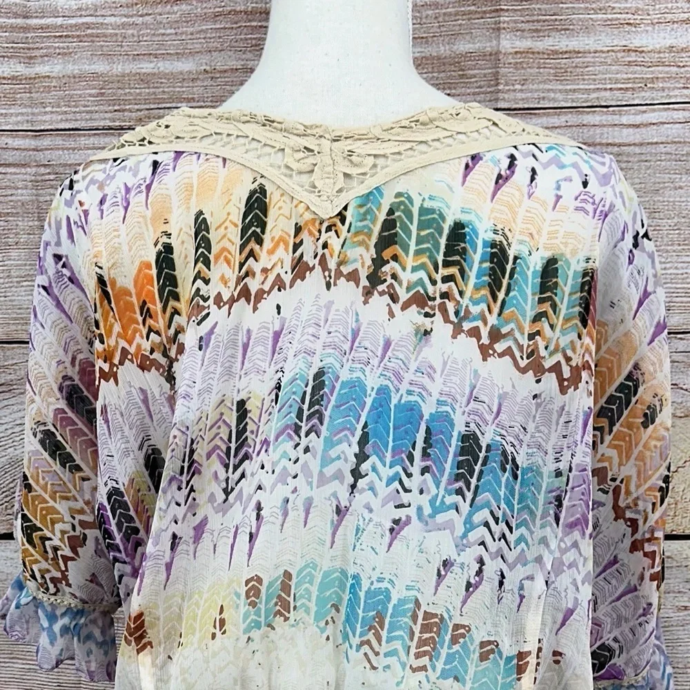 Vintage Free People Multicolor Boho Blouse Size